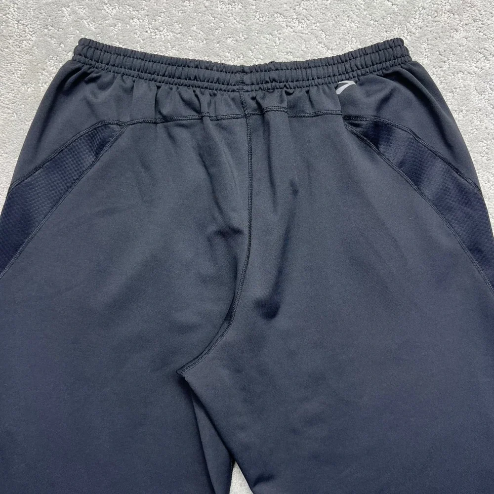 Brooks Track Pants Mens Large Black Athletic Running Active Ankle Zip Pockets